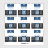 QR-code Blauw Zwart Wit Vierkant Container Label (Vel)
