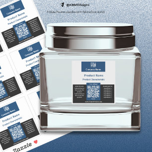 QR-code Blauw Zwart Wit Vierkant Container Label