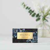 QR Code | Blauwe Aquarel Boho Bloem Visitekaartje (Staand voorkant)