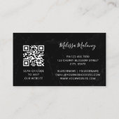 QR Code | Blauwe Aquarel Boho Bloem Visitekaartje (Achterkant)