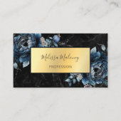 QR Code | Blauwe Aquarel Boho Bloem Visitekaartje (Voorkant)