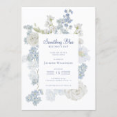 QR-code Blauwe Bloemen "Something Blue" Bruidsfees Kaart (Voorkant)