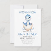 QR Code Blauwe Dinosaurus Uitkomen Snel Baby showe Kaart (Voorkant)