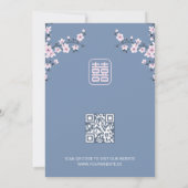 QR Code Blauwe Kersenbloesem | Chinese bruiloft Kaart (Achterkant)