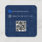 QR-code | Blauwe kledinglabel Prijskaartje Contactkaartje (Achterkant)