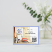 QR Code Blauwe Kunstleraar Docent Kunstklas Visitekaartje (Staand voorkant)
