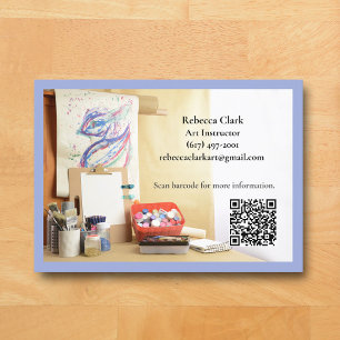 QR Code Blauwe Kunstleraar Docent Kunstklas  Visitekaartje