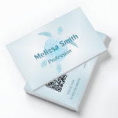 QR-code | Blauwe metallische tribale schildpad Visitekaartje