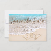 QR Code Blauwe Oceaan Golven Tropisch Strand Bruil Save The Date (Voorkant)
