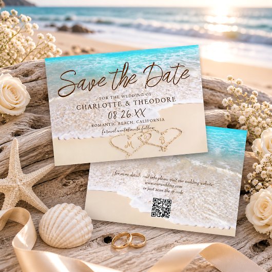 QR Code Blauwe Oceaan Golven Tropisch Strand Bruil Save The Date