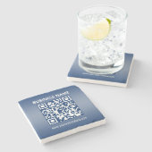QR-code | Blauwe (of elke kleur) verloop Stenen Onderzetter (Zijkant)