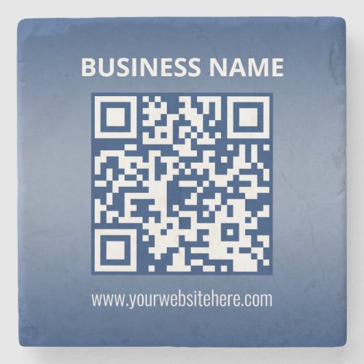 QR-code | Blauwe (of elke kleur) verloop Stenen Onderzetter (Voorkant)