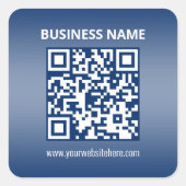 QR-code | Blauwe (of elke kleur) verloop Vierkante Sticker (Voorkant)