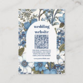 qr code Blauwe Periwinkle Wildbloemen Bruiloft Informatiekaartje (Voorkant)