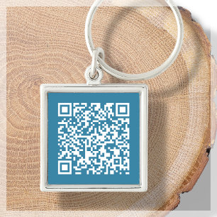 QR-code Blauwe Sleutelhanger
