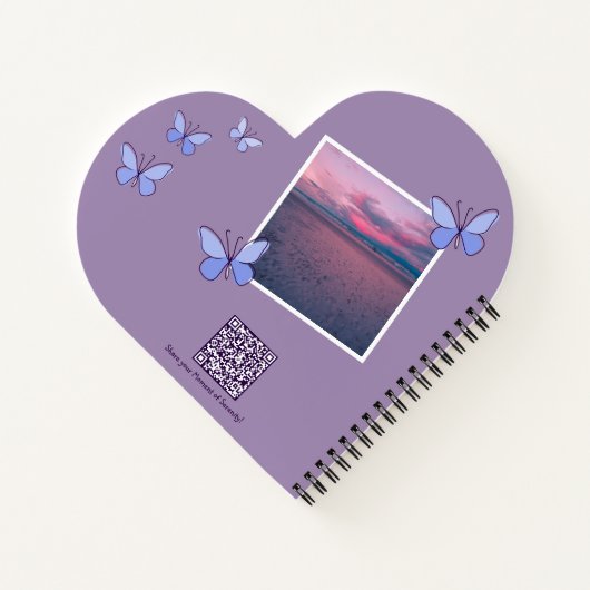 QR Code Blauwe Vlinder Flutter Journaal Notitieboek (Achterkant)