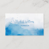 QR Code Blauwe Waterverf Achtergrond Visitekaartje (Voorkant)