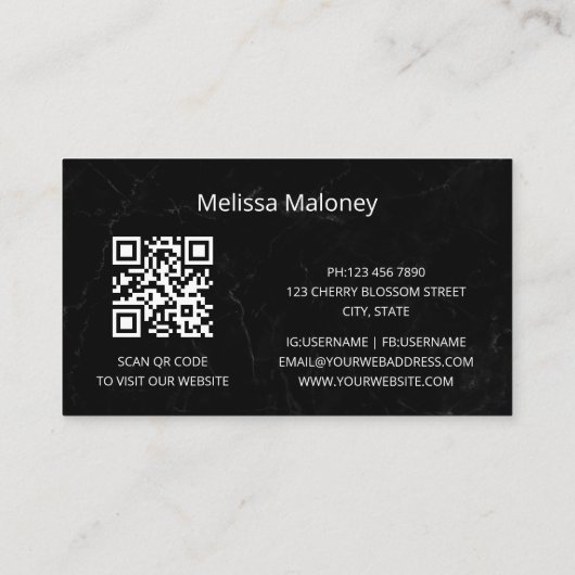 QR-code | Blauwe Waterverf Boho Floral Visitekaartje (Achterkant)