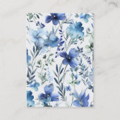 qr code Blauwe Waterverf Wildbloemen Bruiloft Informatiekaartje (Achterkant)