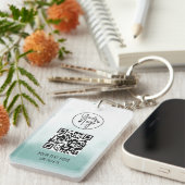 QR Code Blauwe Waterverf Zakelijke Logo Profession Sleutelhanger (Voorkant Rechts)