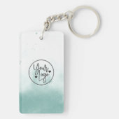 QR Code Blauwe Waterverf Zakelijke Logo Profession Sleutelhanger (achterkant)