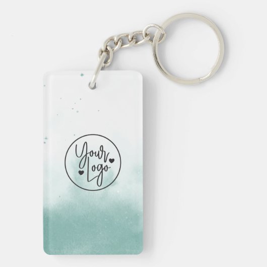 QR Code Blauwe Waterverf Zakelijke Logo Profession Sleutelhanger (achterkant)