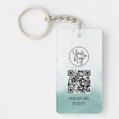 QR Code Blauwe Waterverf Zakelijke Logo Profession Sleutelhanger (Voorkant)