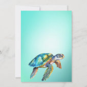 QR Code Blauwe Zeeschildpad Strand Opruim Event Kaart (Achterkant)