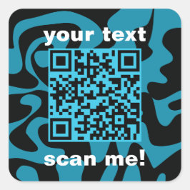 QR Code Blauwgroen en Zwart Helder Modern Vierkante Sticker