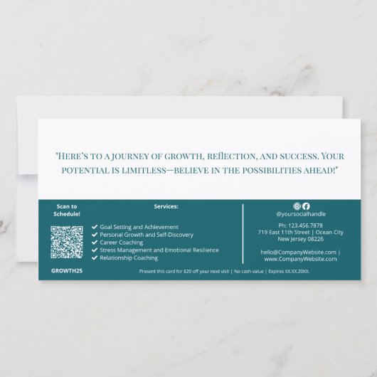 QR Code Blauwgroen Life Coach Services Cadeaubon K (Achterkant)