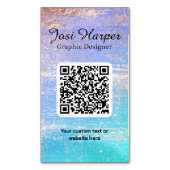 QR-code Blauwgroen Paars goud Aangepast Magnetisch Visitekaartje (Voorkant Verticaal)