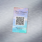 QR-code Blauwgroen Paars goud Aangepast Magnetisch Visitekaartje (Voorbeeld)