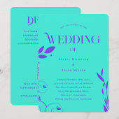 QR Code Blauwgroen Paarse Boho Botanische Bruiloft Kaart (Voorkant / Achterkant)