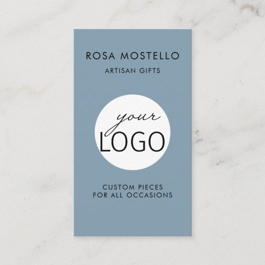 QR-code Bleke blauwe ambachtelijke Logo Visitekaartje (Voorkant)