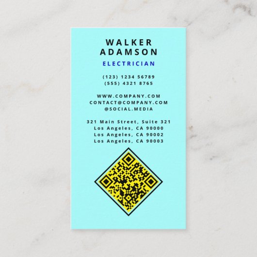 (QR Code & Bliksem) De moderne Elektriciënsdienst Visitekaartje (Achterkant)