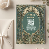 qr code  Bloemen Art Nouveau Bruiloft Informatiekaartje