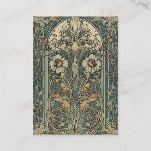 qr code  Bloemen Art Nouveau Bruiloft Informatiekaartje (Achterkant)