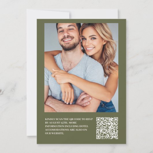 QR Code  Bloemen Art Nouveau Bruiloft Kaart (Achterkant)