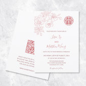 QR-code | Bloemen Blush Roze Chinese bruiloft Kaart