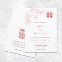 QR-code | Bloemen Blush Roze Chinese bruiloft