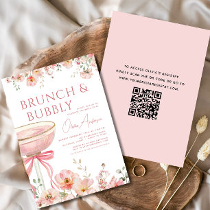 QR Code Bloemen Brunch en Bubble Vrijgezellenfeest Kaart
