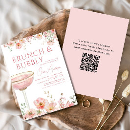 QR Code Bloemen Brunch en Bubble Vrijgezellenfeest Kaart