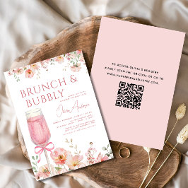 QR Code Bloemen Brunch en Bubble Vrijgezellenfeest Kaart