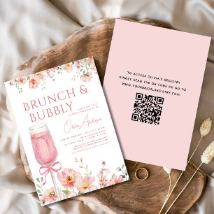 QR Code Bloemen Brunch en Bubble Vrijgezellenfeest Kaart
