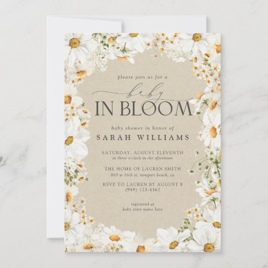 QR Code Bloemen Daisy Baby in Bloom Rustieke Douch Kaart (Voorkant)