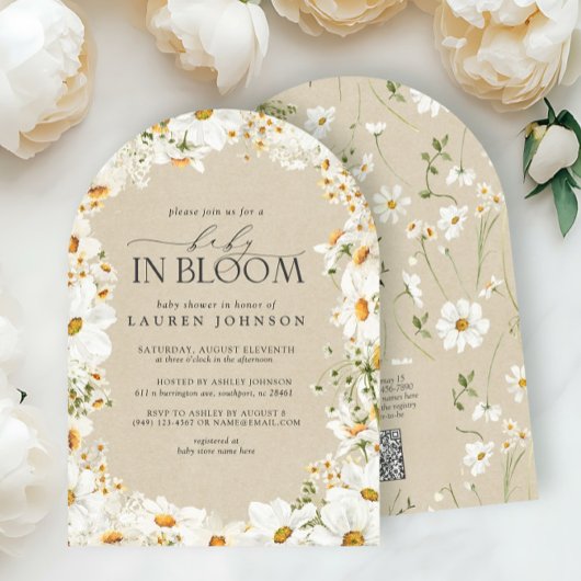 QR Code Bloemen Daisy Baby in Bloom Rustieke Douch Kaart
