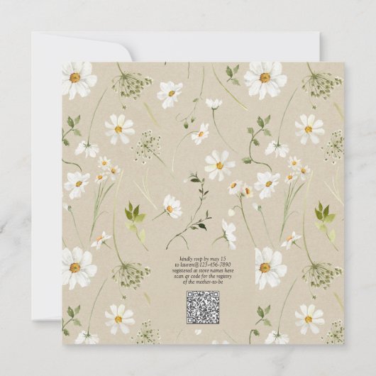QR Code Bloemen Daisy Baby in Bloom Rustieke Douch Kaart (Achterkant)