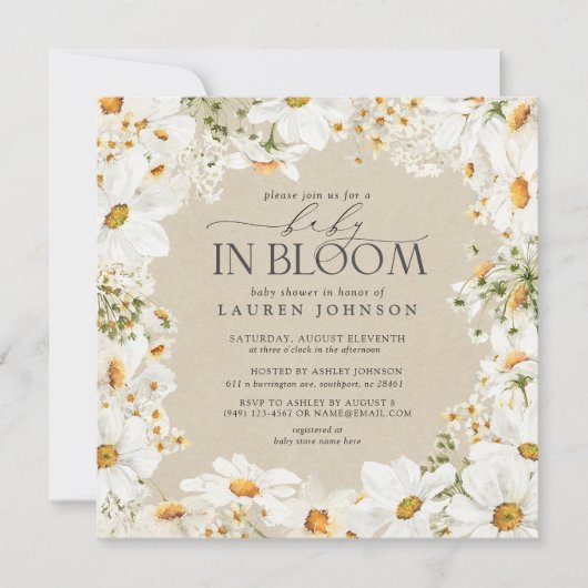 QR Code Bloemen Daisy Baby in Bloom Rustieke Douch Kaart (Voorkant)