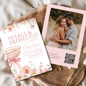 QR-code Bloemen en Prosecco Foto Bruidsdiner Kaart