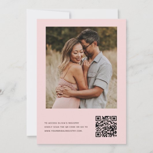 QR-code Bloemen en Prosecco Foto Bruidsdiner Kaart (Achterkant)